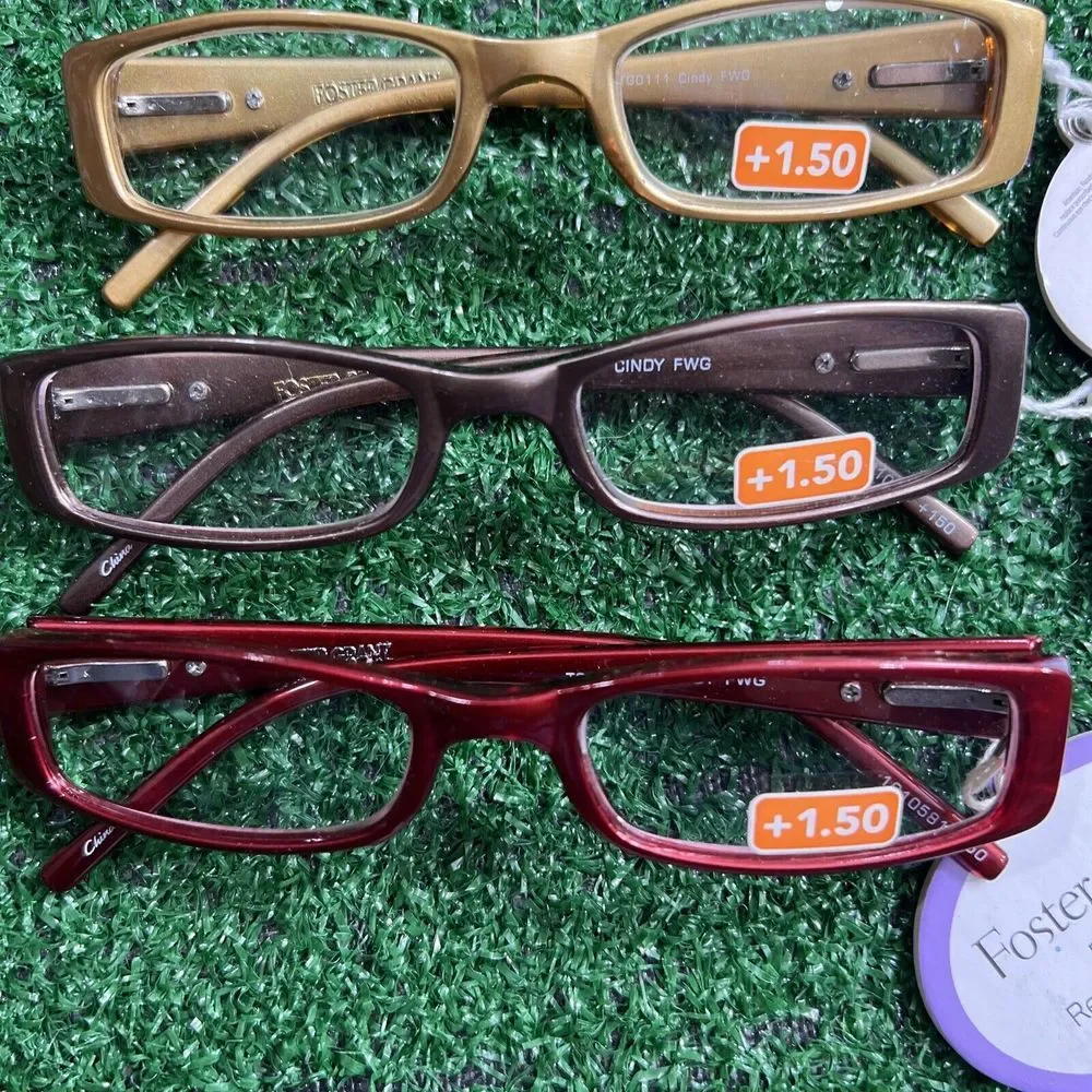 Foster Grant Reading Glasses +1.50 Lot Of 3 Red Brown‎ Gold Tortoise Arms NWT